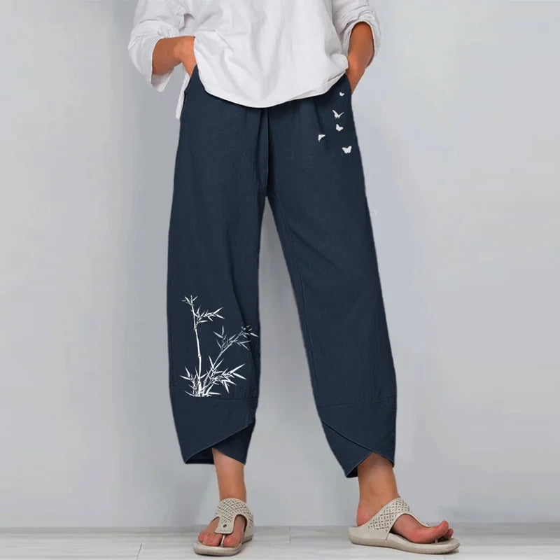 Tiveli Floral Wide-Leg Trousers – Effortless Boho Comfort, All Day Long
